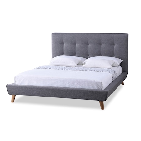 Baxton Studio Jonesy Mid-century Grey Upholstered Queen Size Platform Bed 120-6704